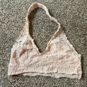 Blush Pink Lace Halter Bralette
